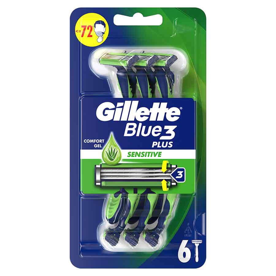 Gillette Blue3 Plus Sensitive Ξυραφάκια Μιας Χρήσης 6τεμ.