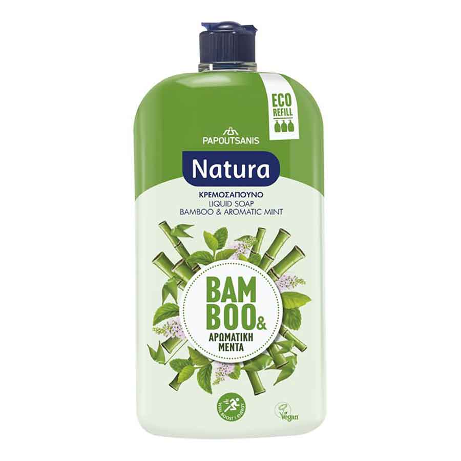 Papoutsanis Natura Κρεμοσάπουνο Αρωματική Μέντα & Bamboo Ανταλλακτικό 900ml.