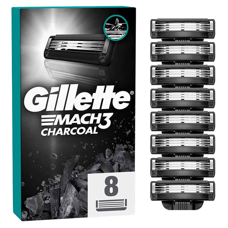 Gillette Charcoal Mach3 Ανταλλακτικές Κεφαλές 8τεμ.