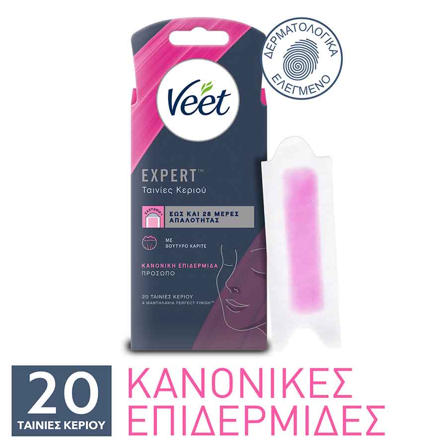 Veet Ταινίες Αποτρίχωσης Προσώπου Κρύο Κερί 20τεμ. 
