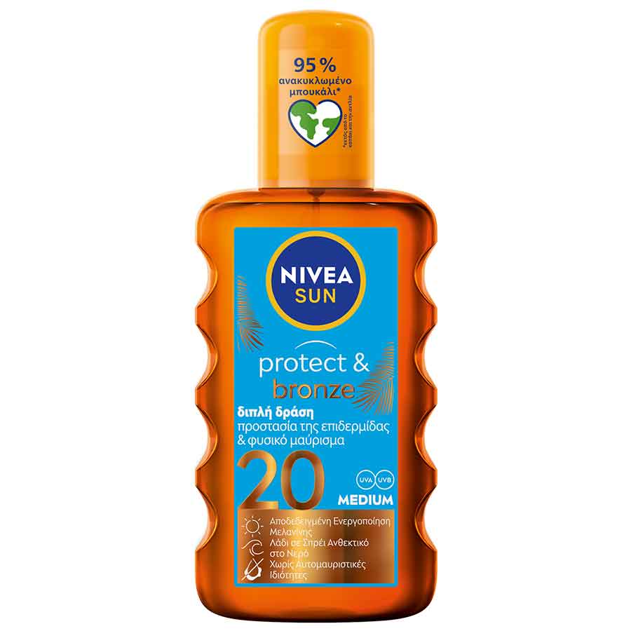 Nivea Sun Protect & Bronze Αντηλιακό Λάδι Σπρέι SPF20 200ml.