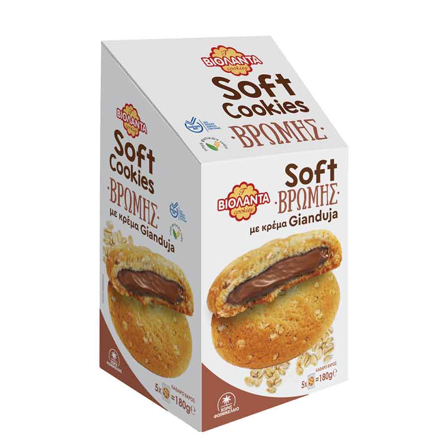 Βιολάντα Soft Μπισκότα Βρώμης Γεμιστά Με Κρέμα Gianduja 180γρ.