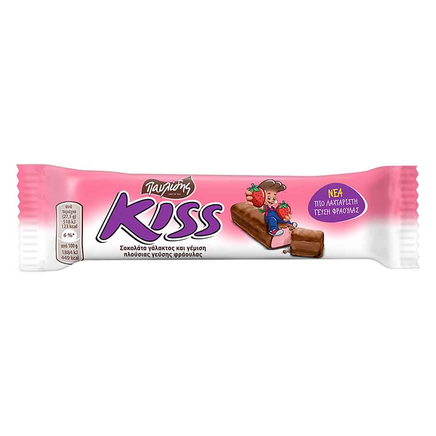 Παυλίδης Kiss Σοκολάτα Γάλακτος Φράουλα 27,5γρ.