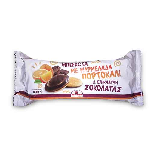 MrGrand Μπισκότα Γεμιστά Με Μαρμελάδα Πορτοκαλιού 135γρ.