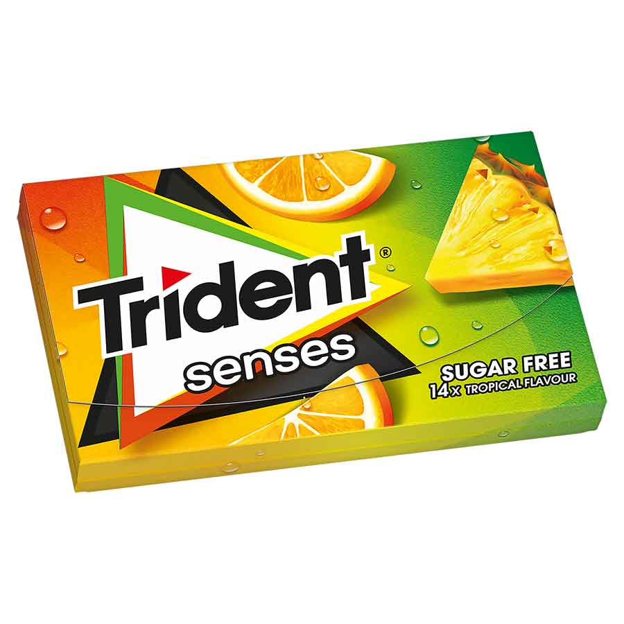 Trident Senses Τσίχλες Τροπικά Φρούτα 27γρ. 