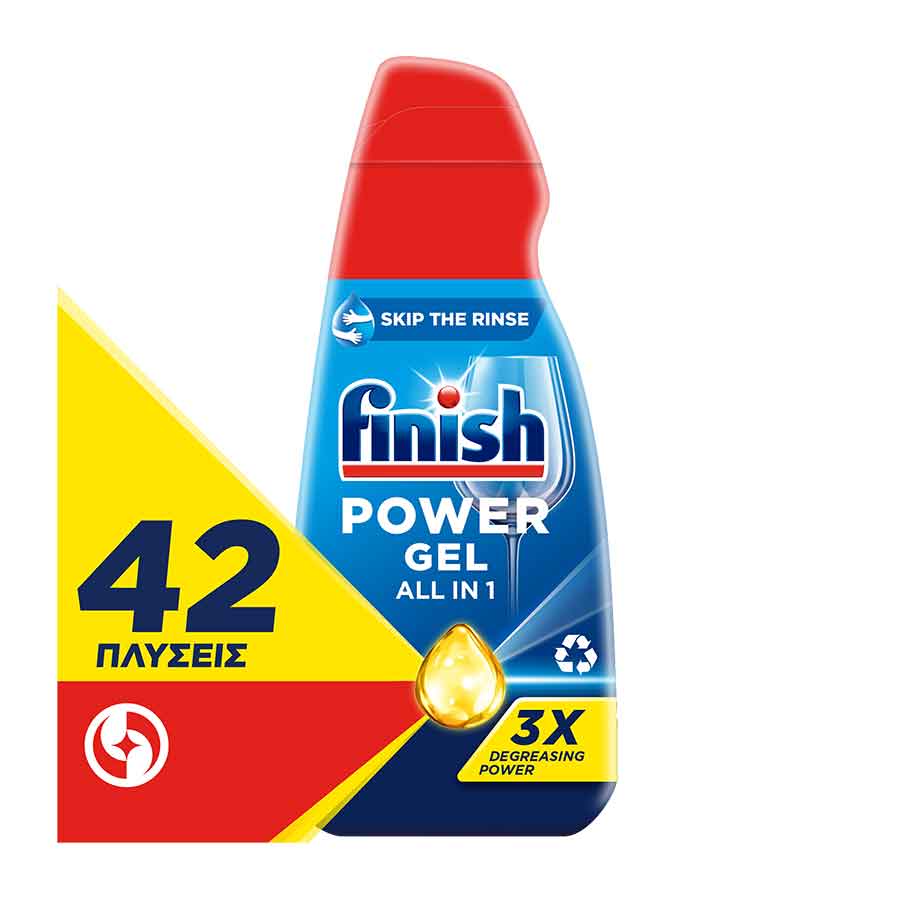 Finish All In 1 Max Power Απορρυπαντικό Πλυντηρίου Πιάτων Gel Λεμόνι 940ml.