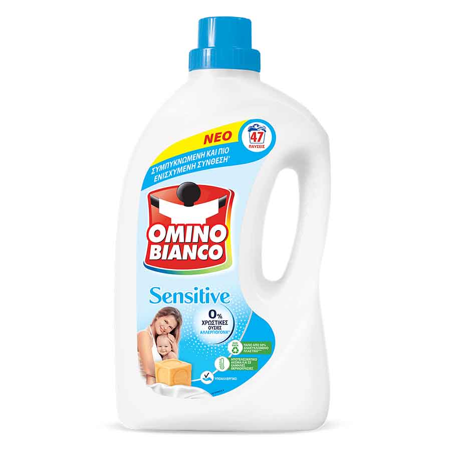 Omino Bianco Sensitive Υγρό Απορρυπαντικό Πλυντηρίου Ρούχων 47mez. 1,88lt.