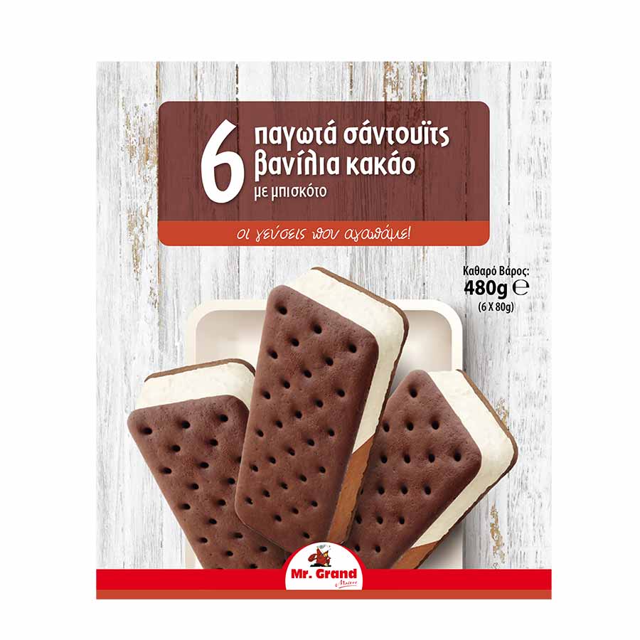 MrGrand Παγωτό Multi Σάντουιτς Βανίλια Κακάο 6x80γρ. /6x100ml.