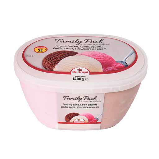 MrGrand Παγωτό Βανίλια Κακάο Φράουλα 1,4kg. /3lt.