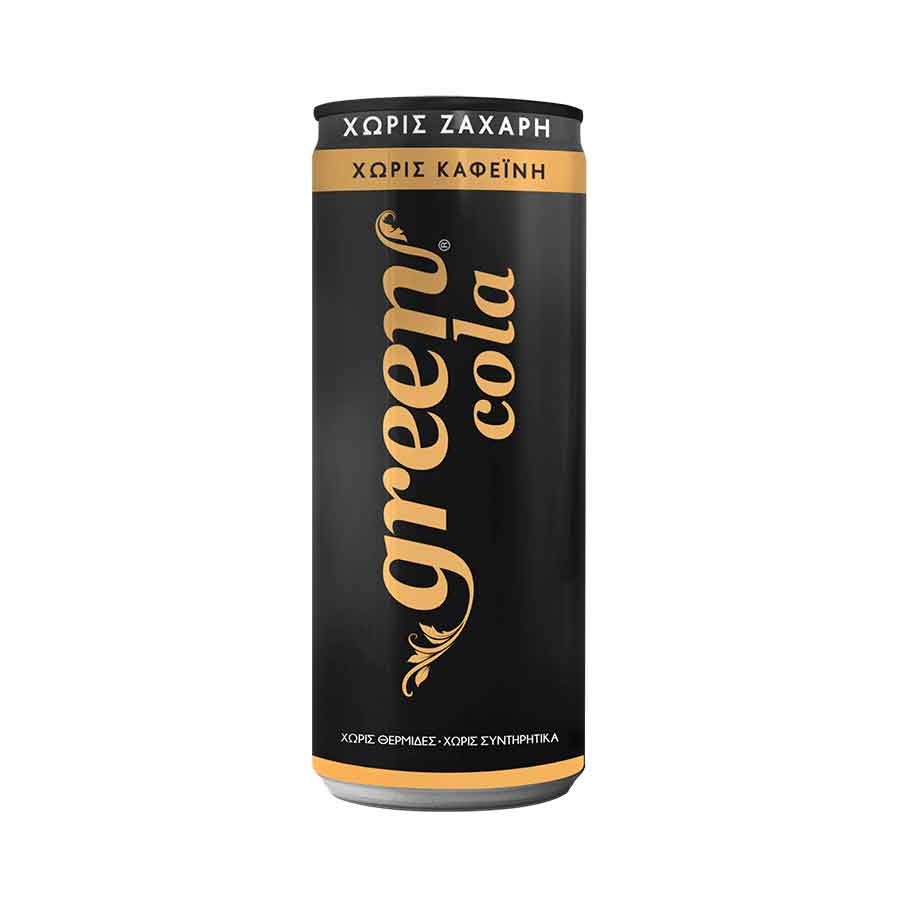 Green Cola Χωρίς Καφεΐνη Με Στέβια Χωρίς Ζάχαρη 330ml.