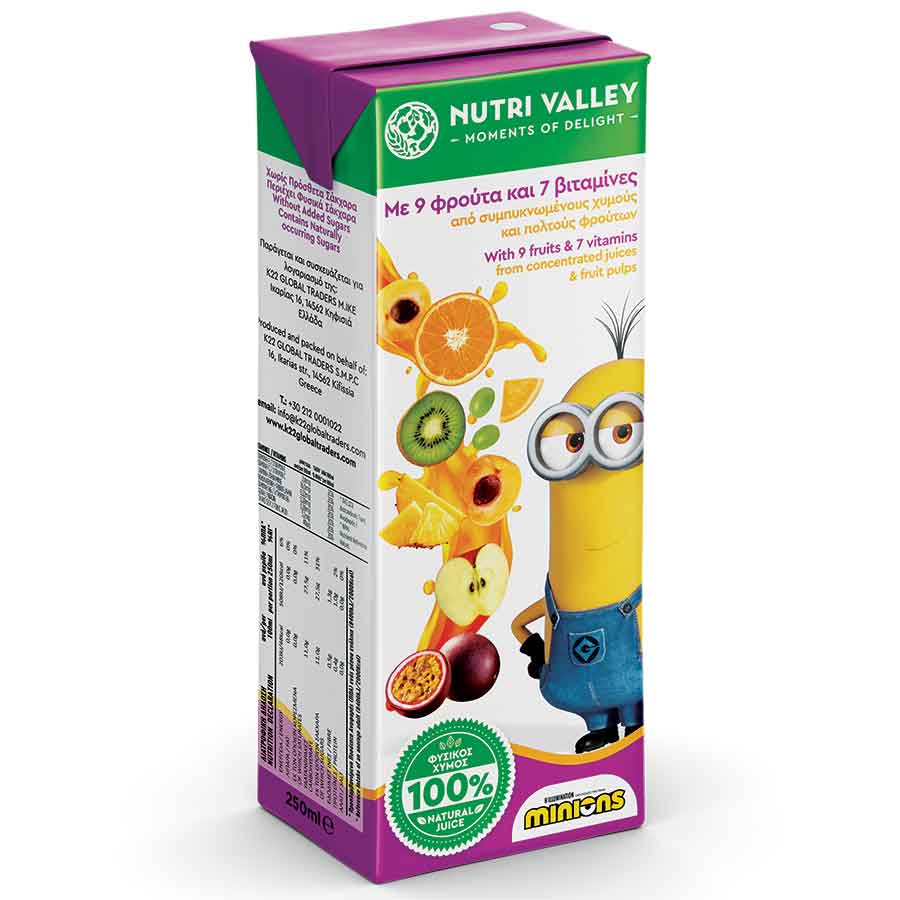 Nutri Valley Χυμός Minions Exotic 9Φρούτα 250ml.