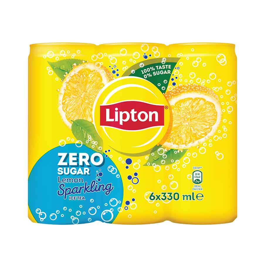 Lipton Sparkling Κρύο Τσάι Ανθρακούχο Λεμόνι Χωρίς Ζάχαρη 6x330ml.