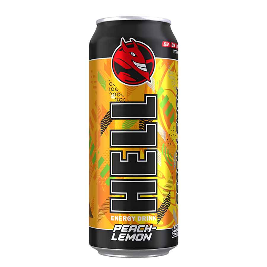 Hell Energy Drink Peach Lemon 500ml.