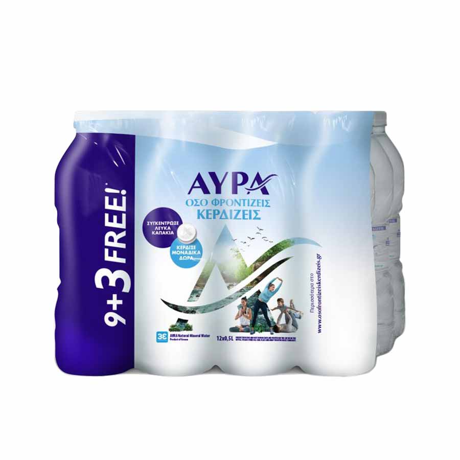 Αύρα Φυσικό Μεταλλικό Νερό 500ml. 9+3Δώρο 