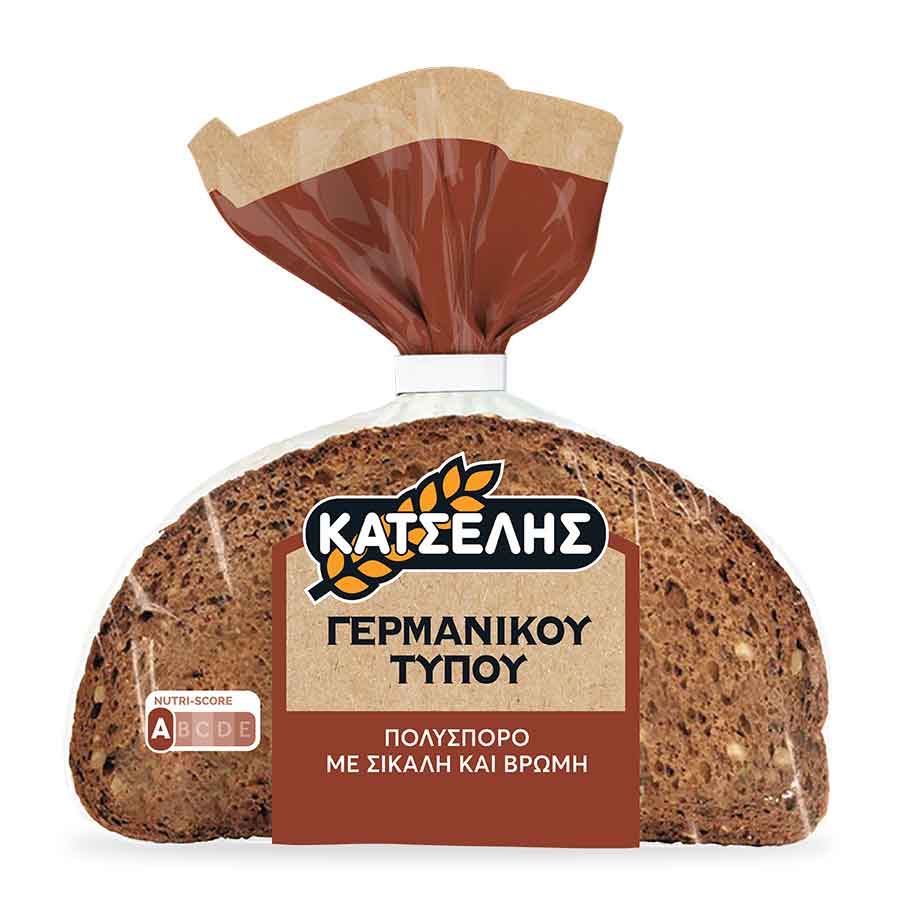 Κατσέλης Ψωμί Γερμανικού Τύπου Πολύσπορο Με Σίκαλη & Βρώμη Σε Φέτες 500γρ.