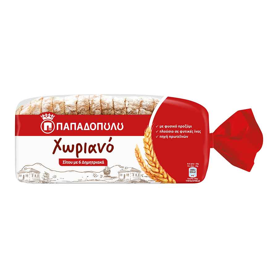Χωριανό Ψωμί για Τοστ Σίτου με 6 Δημητριακά Vegan 500gr