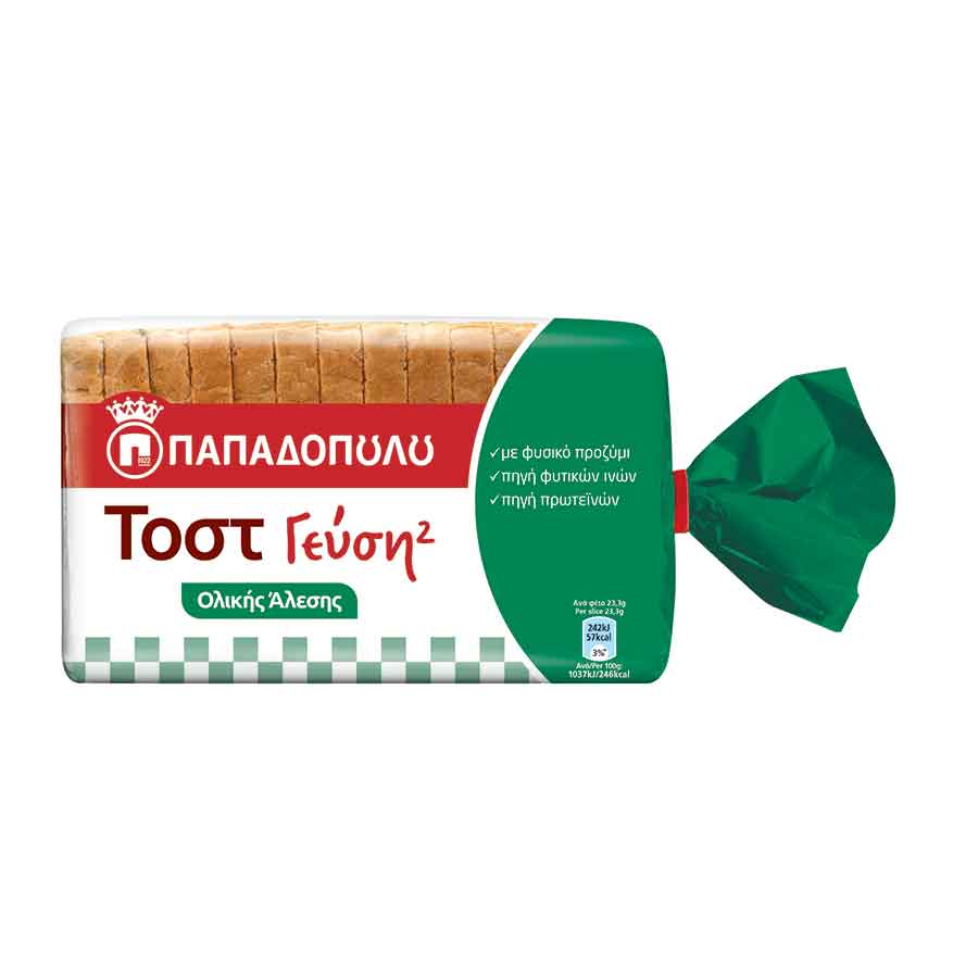 Γεύση² Ψωμί για Τοστ Ολικής Άλεσης Vegan 325gr