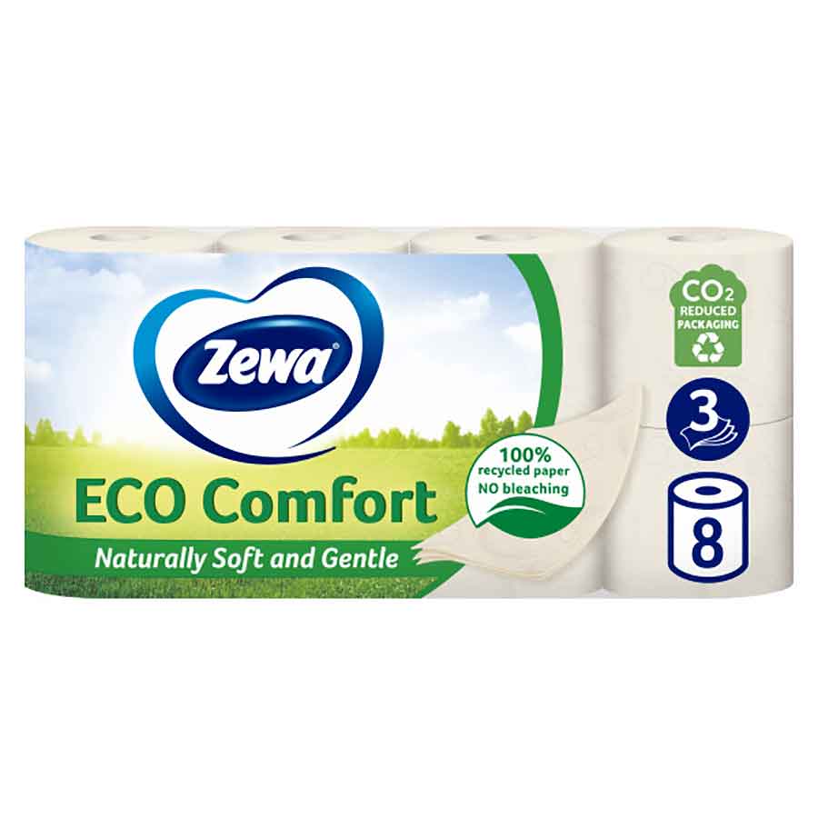 Zewa Χαρτί Υγείας Eco Comfort 3Φύλλων 8τεμ. 755γρ.