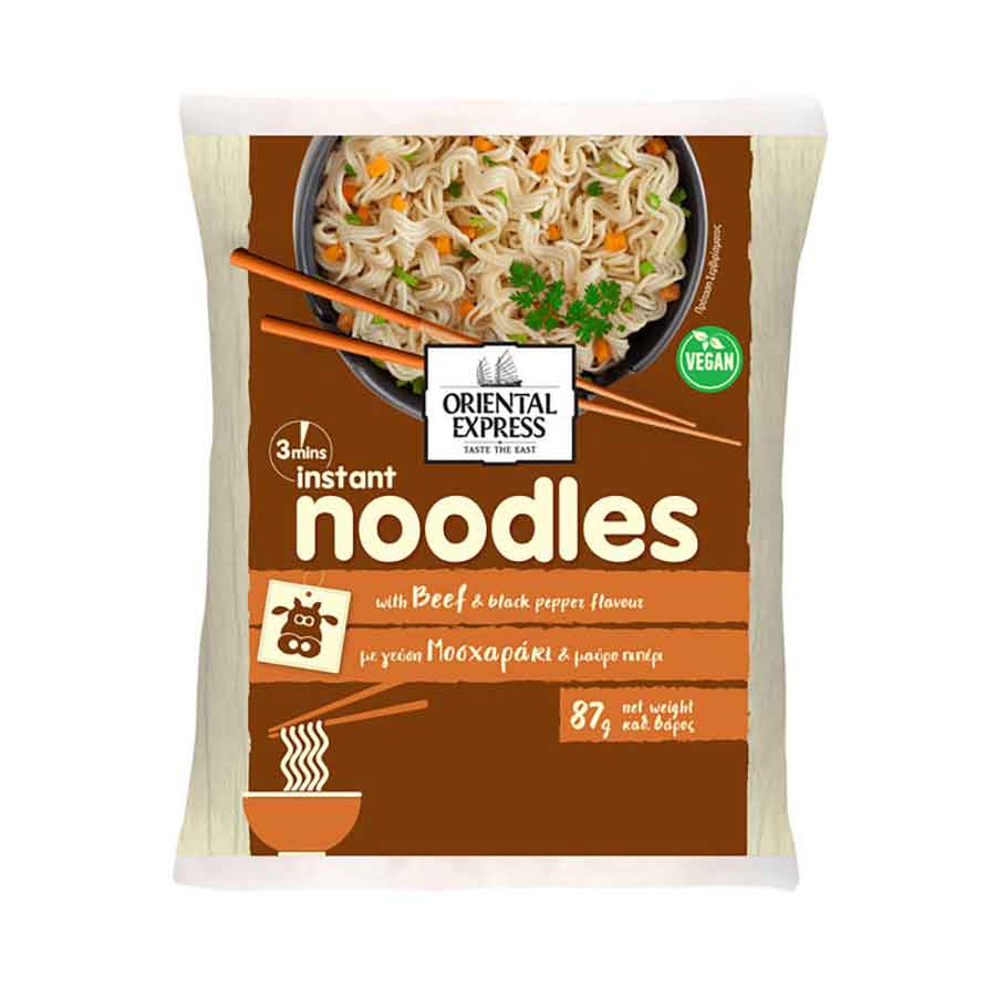 Oriental Express Noodles Με Γεύση Μοσχαράκι & Μαύρο Πιπέρι 3' 87γρ.