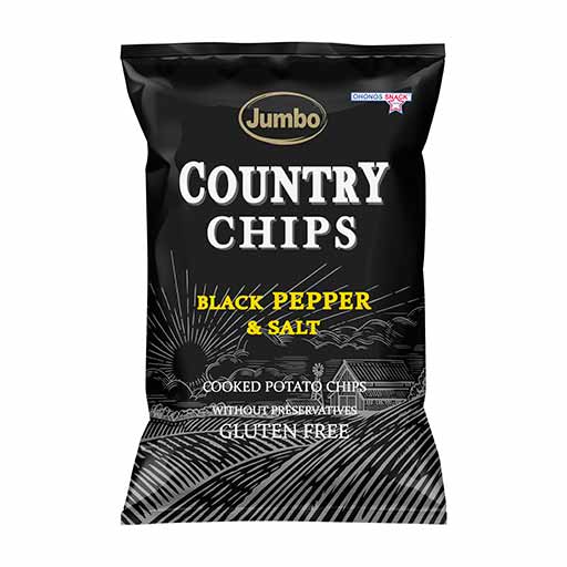 Ohonos Snack Jumbo Country Τσιπς Μαύρο Πιπέρι & Αλάτι Χωρίς Γλουτένη 150γρ.