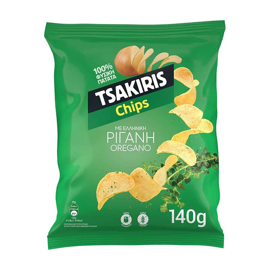 Tsakiris Τσιπς Ρίγανη Χωρίς Γλουτένη 140γρ.