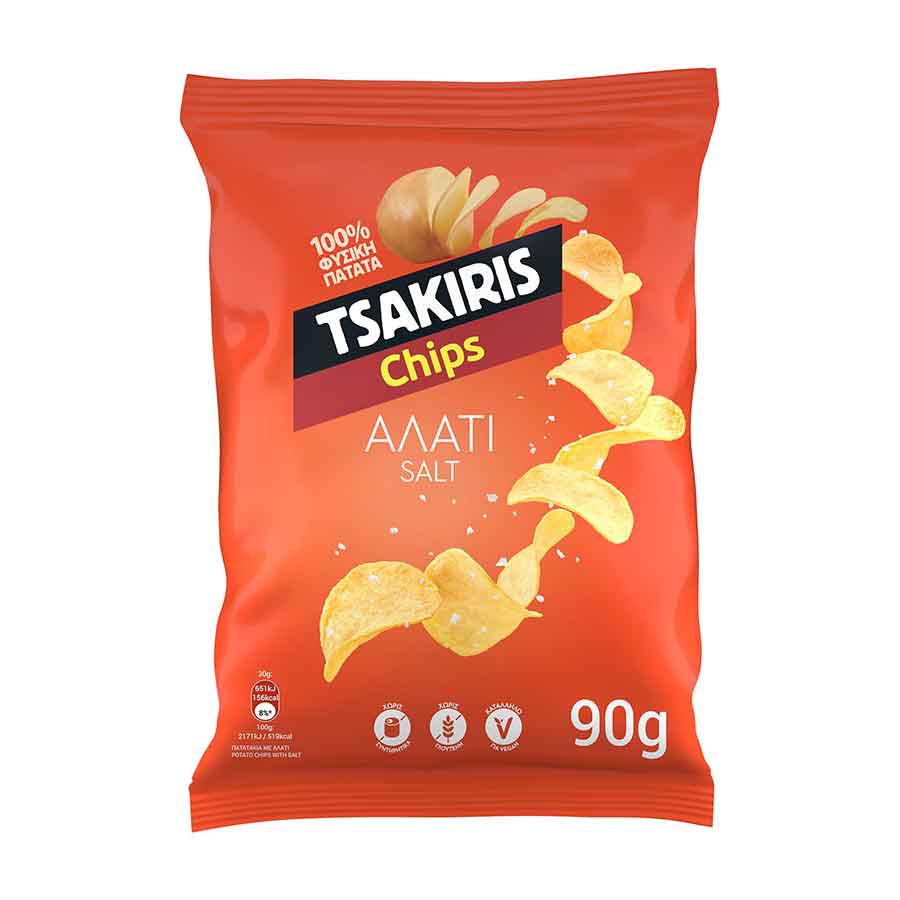 Tsakiris Τσιπς Αλάτι Χωρίς Γλουτένη 90γρ.