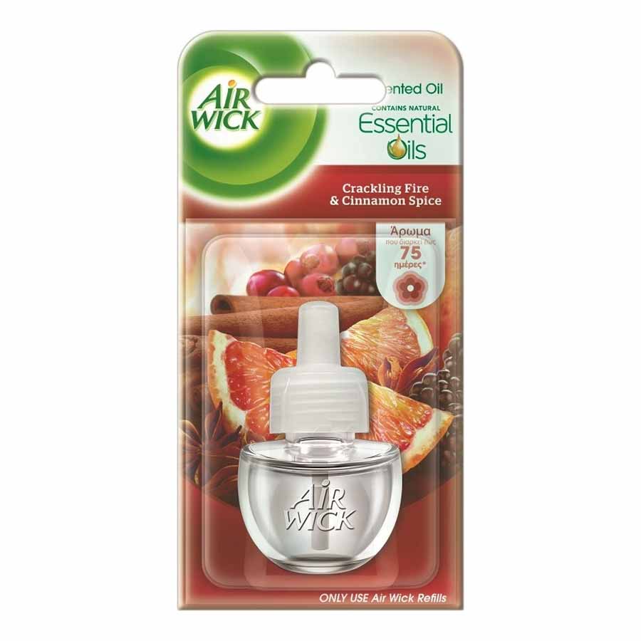 Airwick Scented Oils Αρωματικό Χώρου Ανταλλακτικό Ηλεκτρικής Συσκευής Crackling Fire & Cinnamon Spice 19ml.
