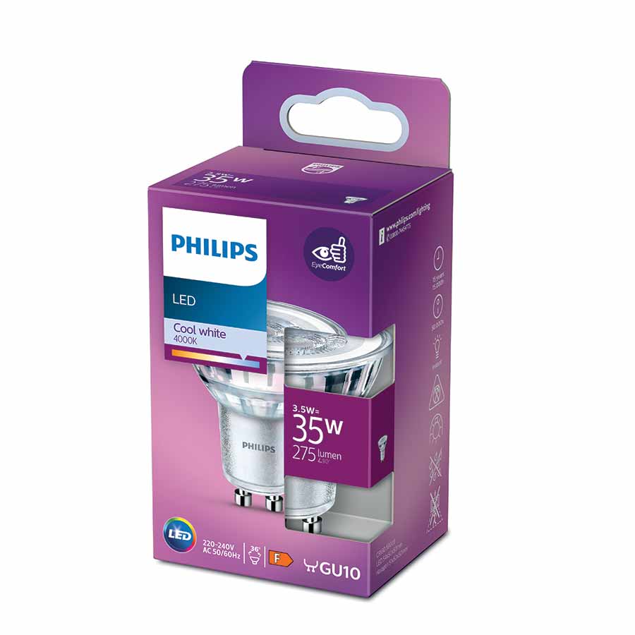 Philips Λάμπα Led Λευκός Φωτισμός Gu10 3,5W 36D 