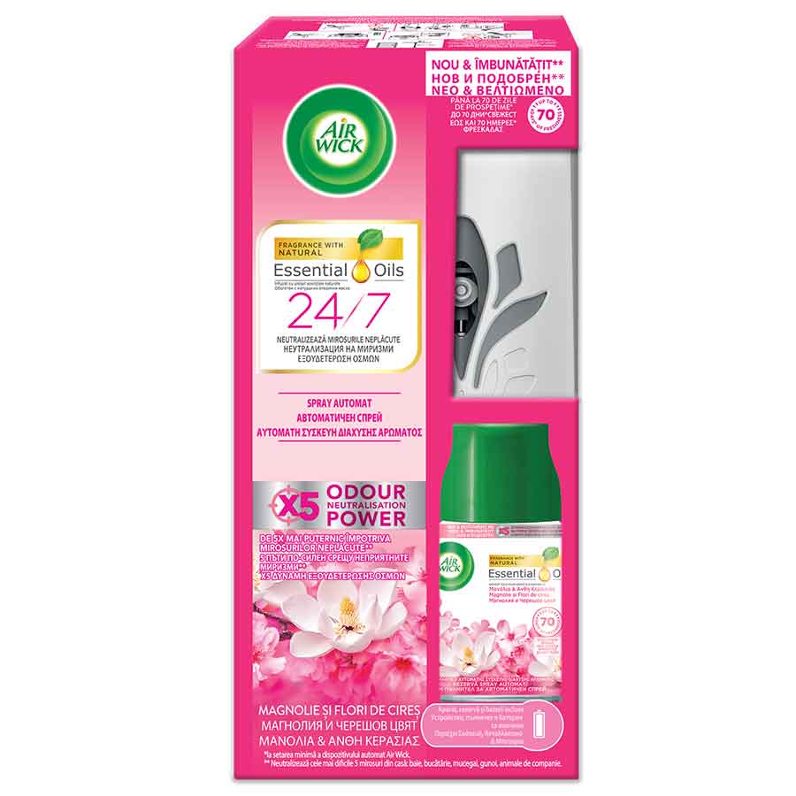 Airwick Freshmatic Αρωματικό Χώρου Σετ Max Magnolia & Cherry Blossom 250ml.