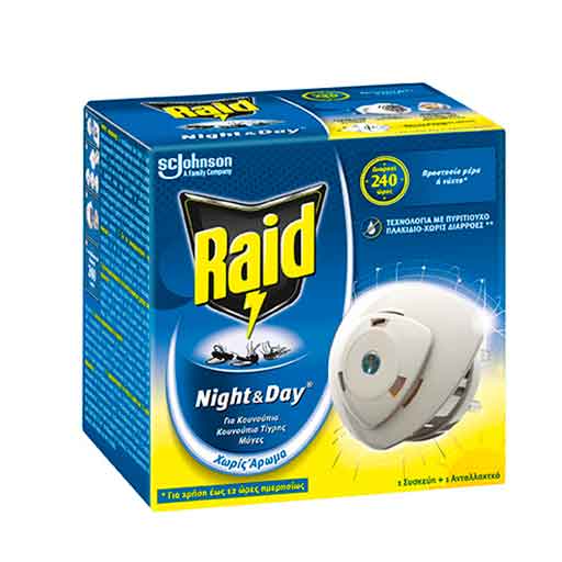 Raid Night & Day Εντομοαπωθητικό Υγρό Σετ Για Μύγες & Κουνούπια