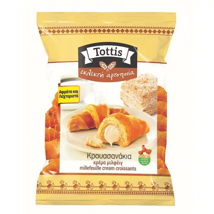 Tottis Μακεδονικά Ζυμώματα Κρουασανάκια Με Κρέμα Μιλφέιγ 300γρ.