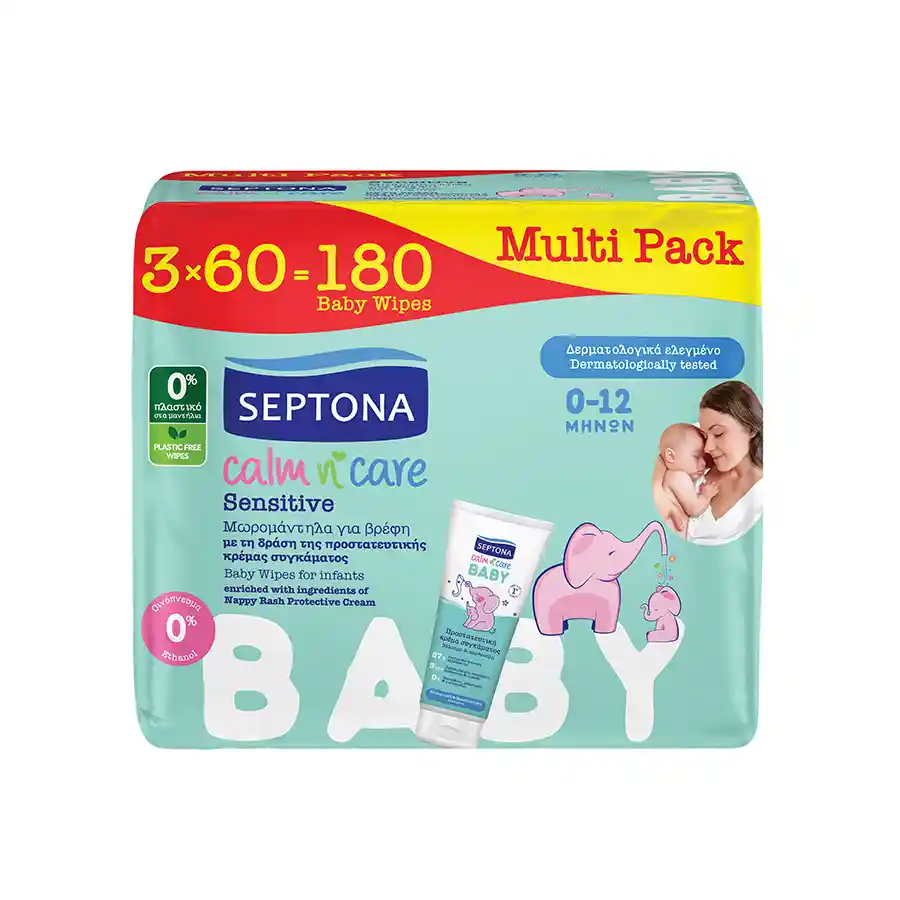 Septona Calm N' Care Μωρομάντηλα Sensitive 3x60τεμ.
