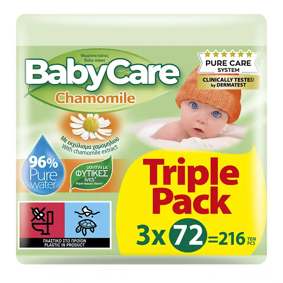 Babycare Χαμομήλι Μωρομάντηλα 3x72τεμ.