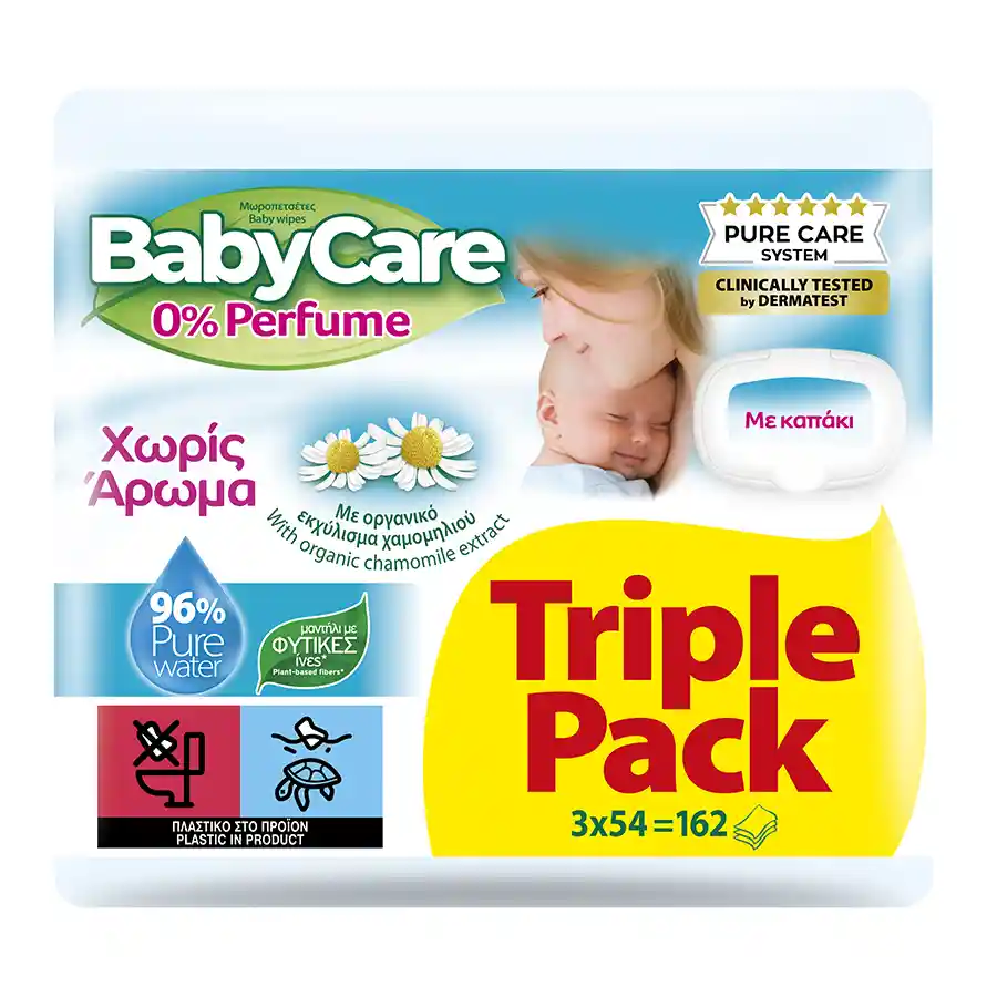 Babycare 0% Perfume Μωρομάντηλα 3x54τεμ.