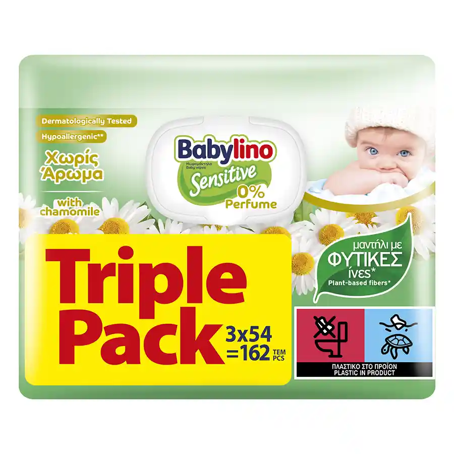 Babylino Sensitive Μωρομάντηλα 0% Perfume 3x54τεμ.