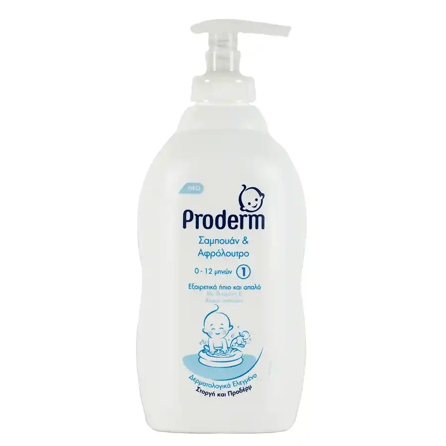 Proderm Βρεφικό Σαμπουάν & Αφρόλουτρο 0-12Μηνών 400ml.