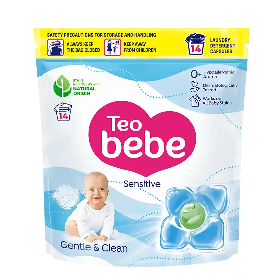 Teo Bebe Παιδικές Κάψουλες Απορρυπαντικό Πλυντηρίου Ρούχων Soft Cotton 363γρ. 14τεμ.