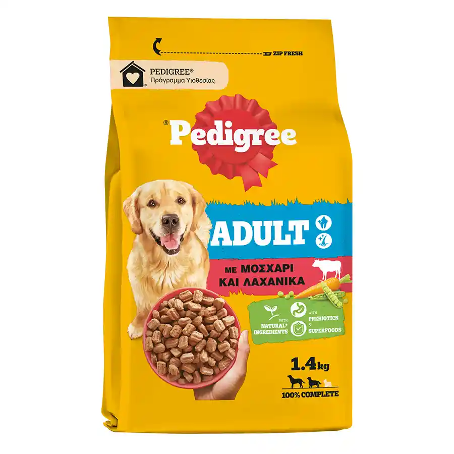 Pedigree Ξηρά Σκυλοτροφή Adult Μοσχάρι & Λαχανικά 1,4kg.