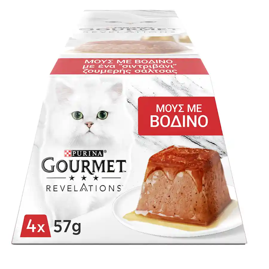 Purina Gourmet Revelations Γατοτροφή Μους Βοδινό 4x57γρ.
