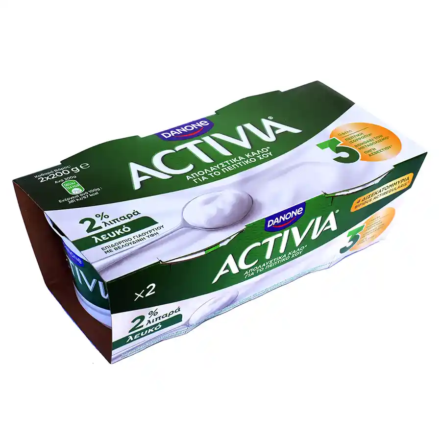 Activia Επιδόρπιο Γιαουρτιού Λευκό 2% Λιπαρά 2x200γρ.