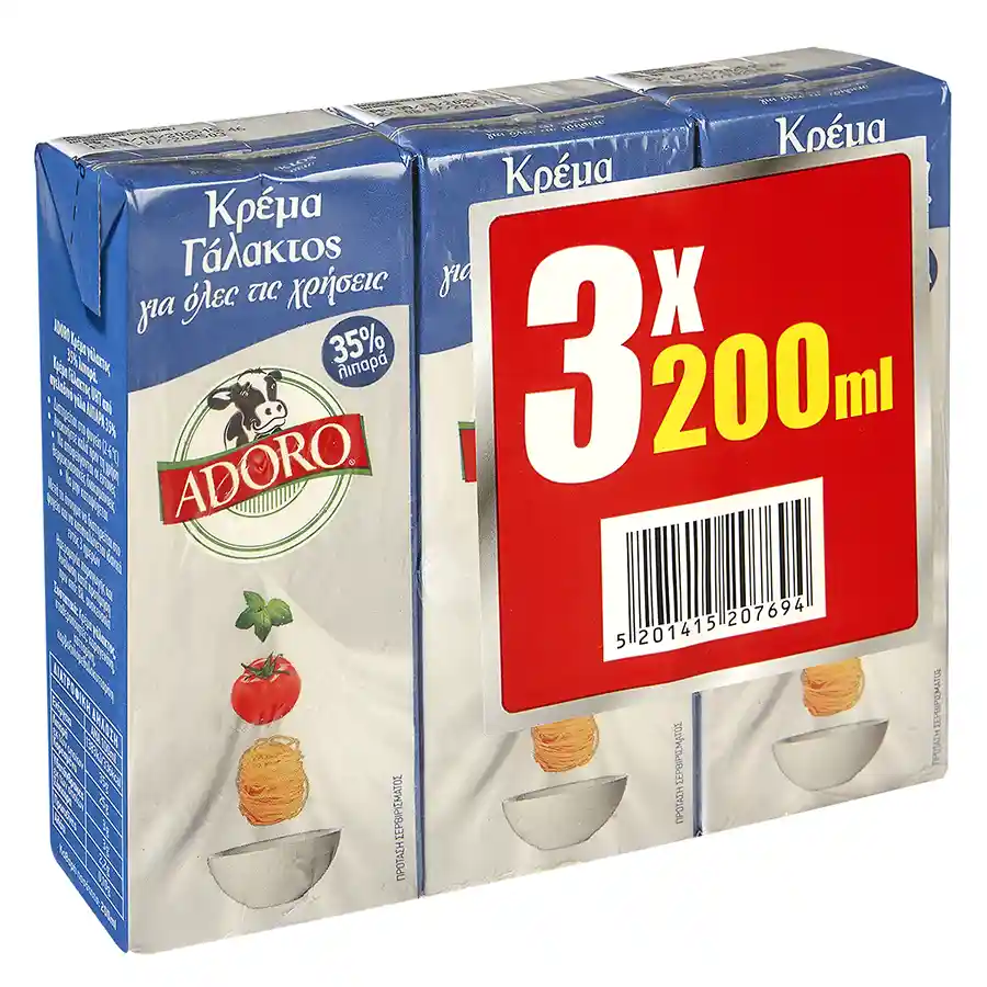 Adoro Κρέμα Γάλακτος 35% Λιπαρά 3x200ml.