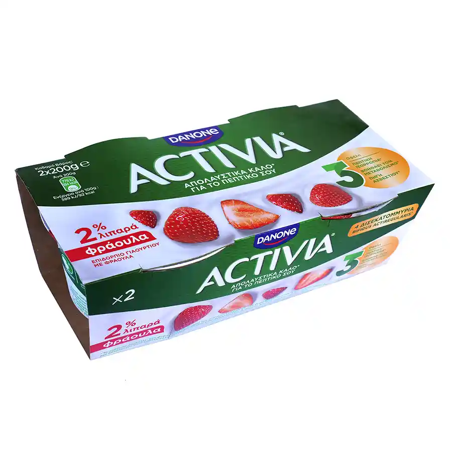 Activia Επιδόρπιο Γιαουρτιού Φράουλα 2x200γρ.