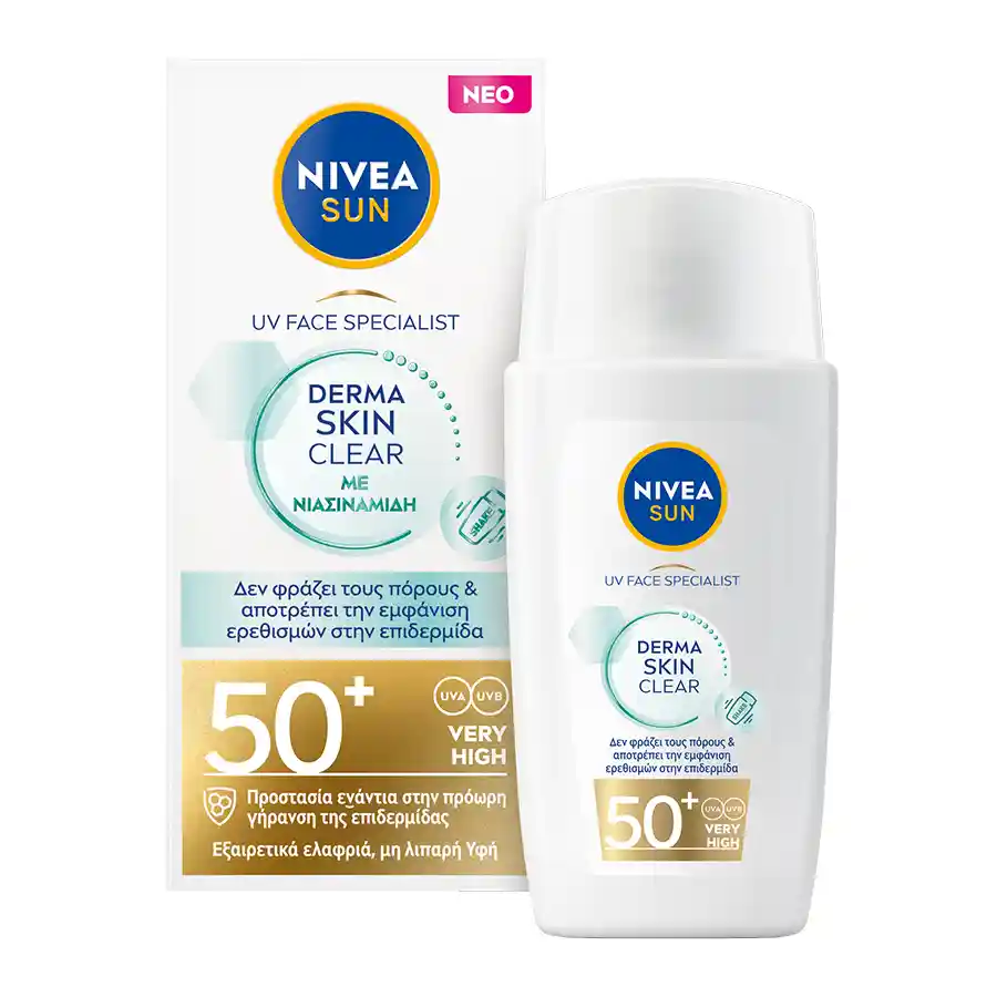 Nivea Sun Αντηλιακή Κρέμα Προσώπου UV Face Derma Skin Clear SPF50+ 40ml.