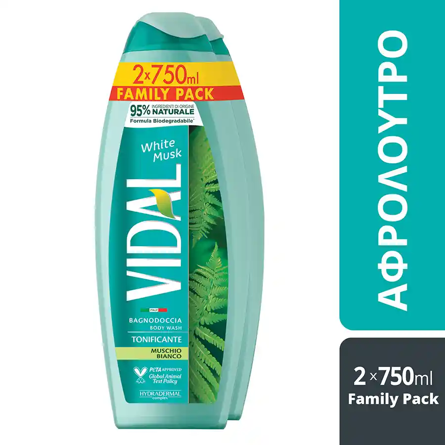 Vidal Αφρόλουτρο White Musk 2x750ml.