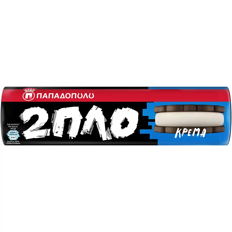 Παπαδοπούλου Μπισκότα Διπλογεμιστά Κρέμα 230γρ.
