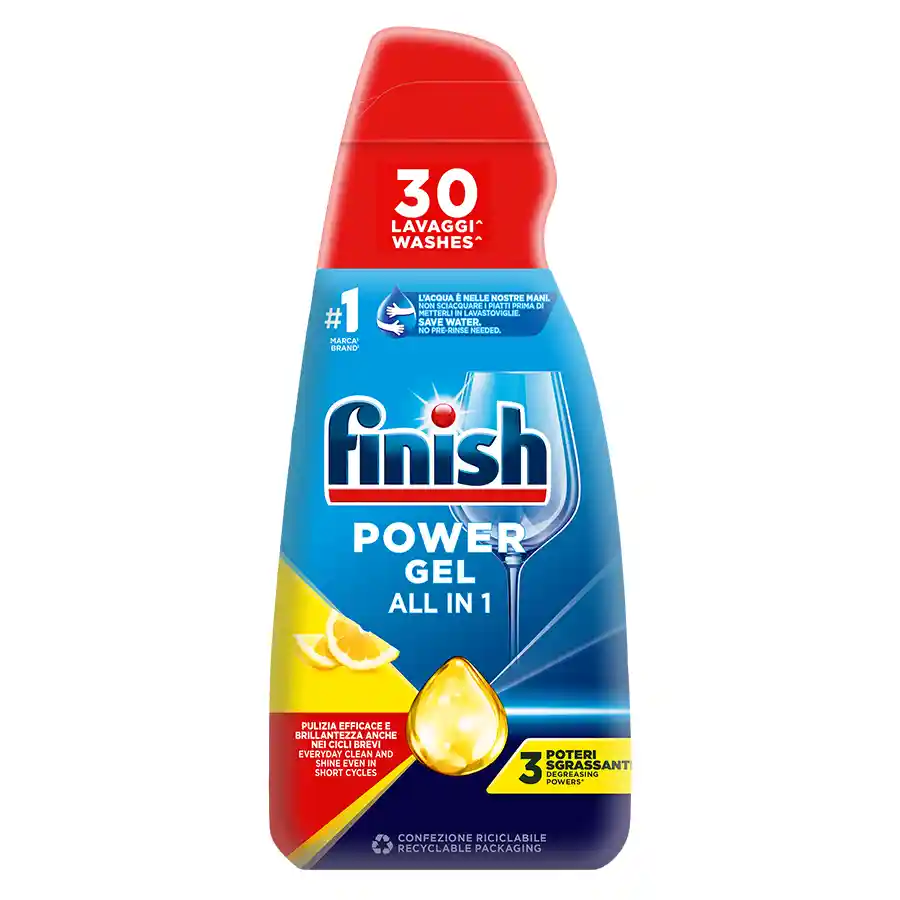 Finish All In 1 Max  Απορρυπαντικό Πλυντηρίου Πιάτων Gel Λεμόνι 30mez. 600ml.
