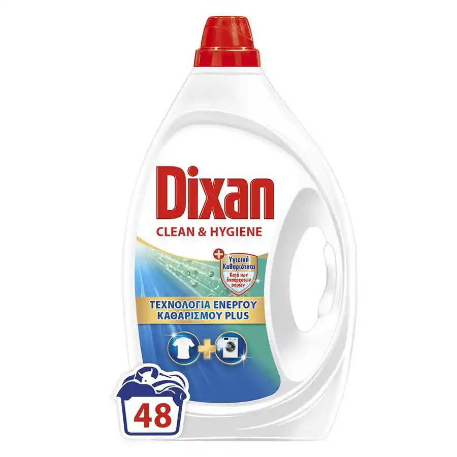 Dixan Υγρό Απορρυπαντικό Πλυντηρίου Ρούχων Clean & Hygiene 48mez. 2,16lt.