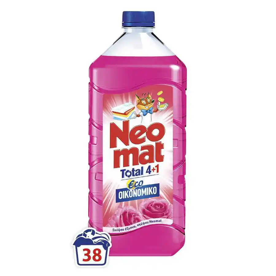 Neomat Eco Υγρό Απορρυπαντικό Πλυντηρίου Ρούχων Άγριο Τριαντάφυλλο 38mez. 1,7lt.