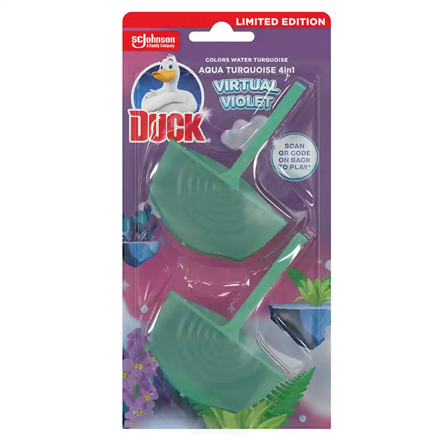 Duck Aqua Turquoise 4in1 Μπλοκ Τουαλέτας Virtual Violet 2x36γρ.