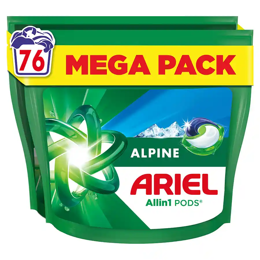 Ariel Pods All In 1 Απορρυπαντικό Πλυντηρίου Ρούχων Alpine 76τεμ. 1451,6γρ.